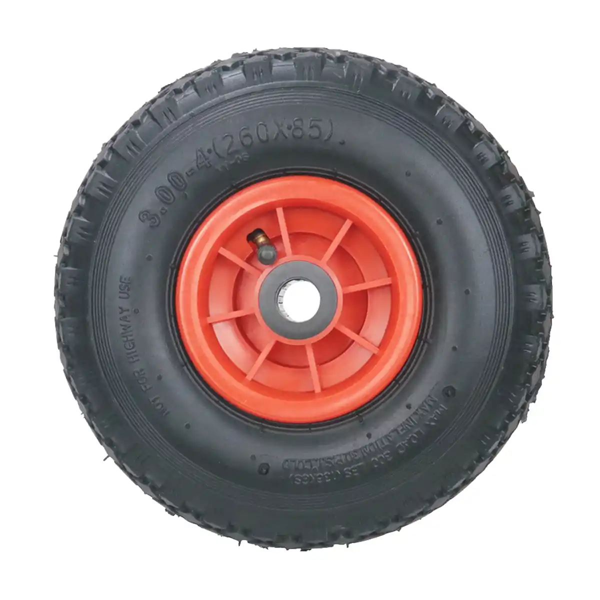 Bild 2 von 2-tlg. Sackkarrenrad mit Blockgummireifen, Bohrung ca. 20 mm - Rot/Schwarz