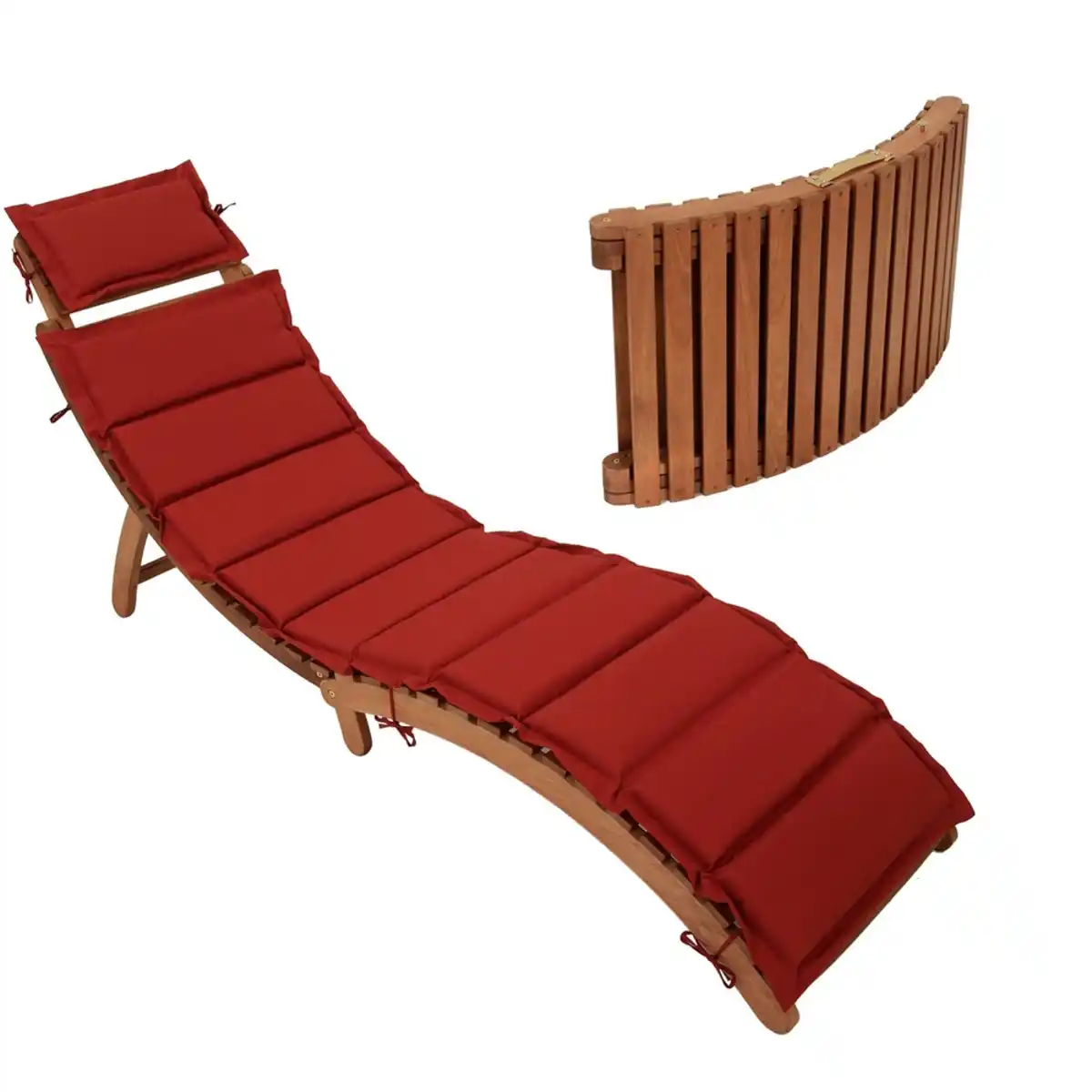 Bild 1 von Klappliege Akazie mit Auflage rot