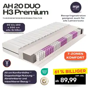 AH20 Premium 7-Zonen Taschenfederkernmatratze 20 cm H3