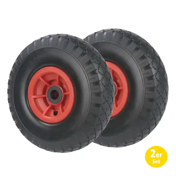 Bild 2 von 2-tlg. Sackkarrenrad, Bohrung ca. 20 mm - Rot/Schwarz