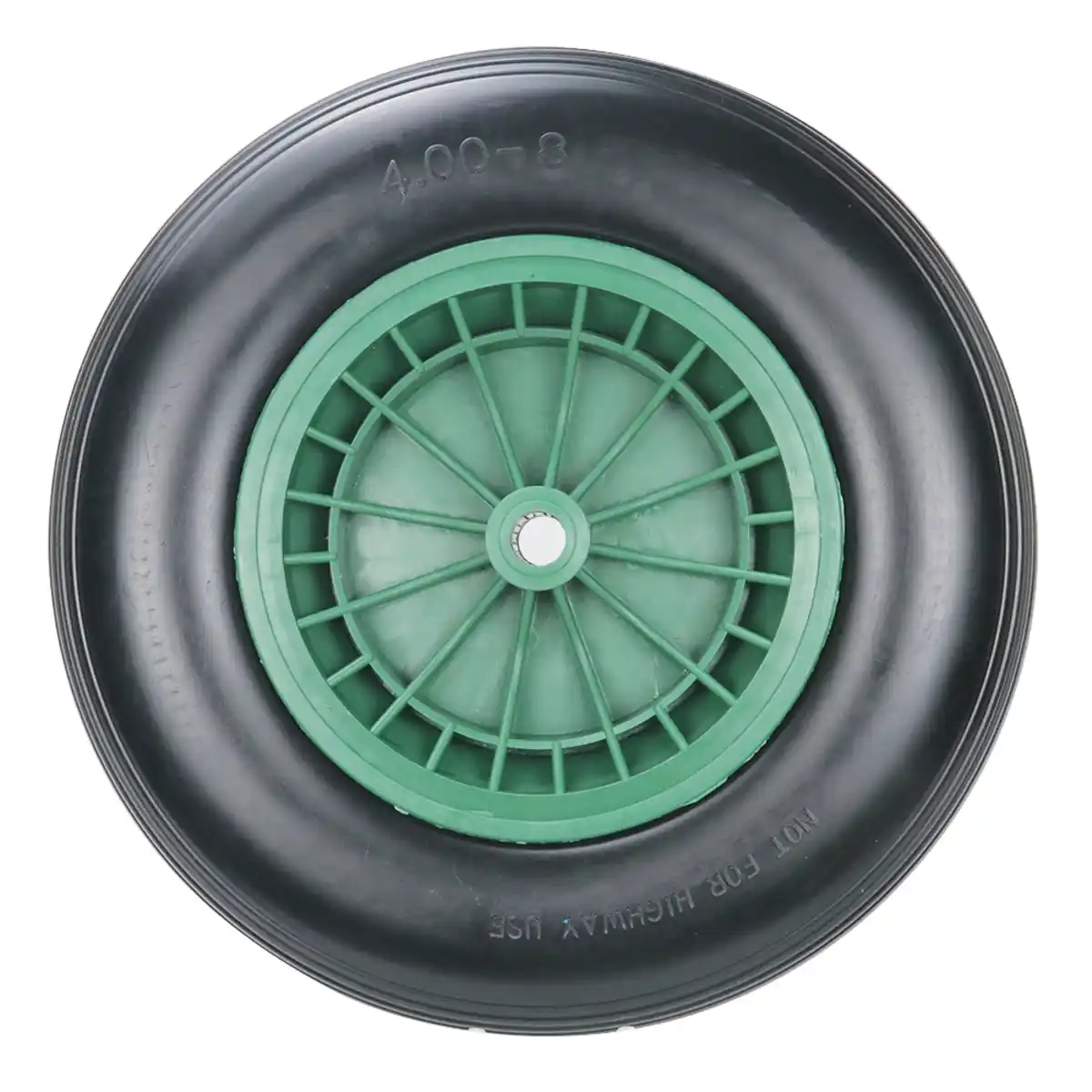 Bild 2 von 2-tlg. Sackkarrenrad mit Gummireifen, Bohrung ca. 20 mm - Grün/Schwarz