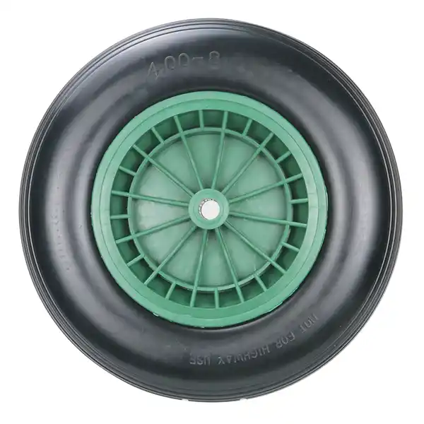 Bild 2 von 2-tlg. Sackkarrenrad mit Gummireifen, Bohrung ca. 20 mm - Grün/Schwarz