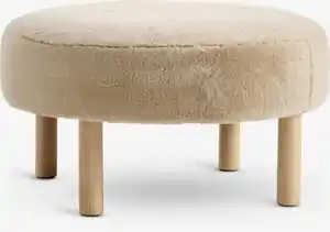 Pouf RAMSDAL Ø70 Teddyplüsch beige/eichefarben
