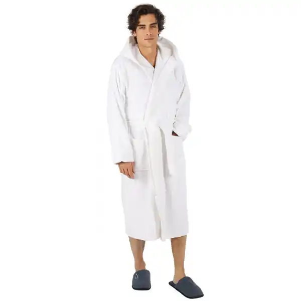 Bild 2 von Bademantel lang, Herren, mit Kapuze Frottee Saunamantel