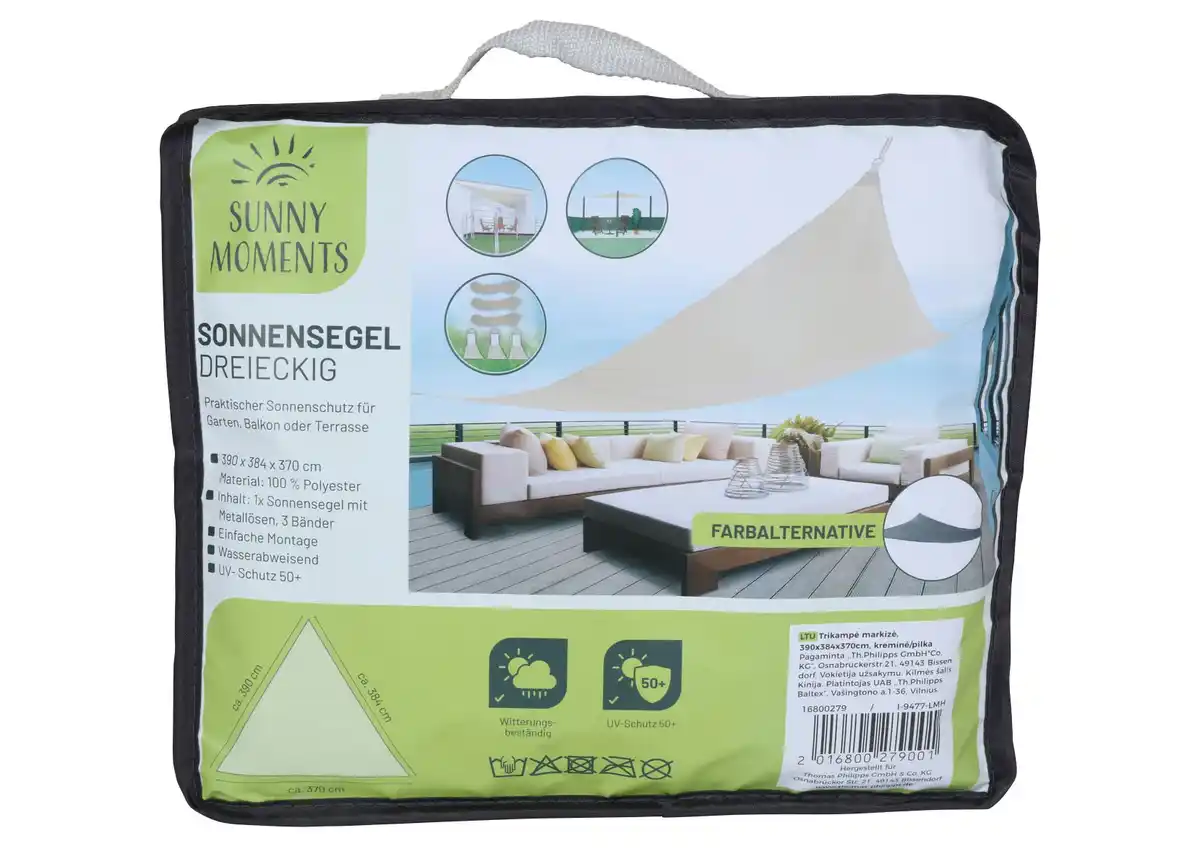 Bild 1 von Sonnensegel Dreieckig 390x384x370cm Creme