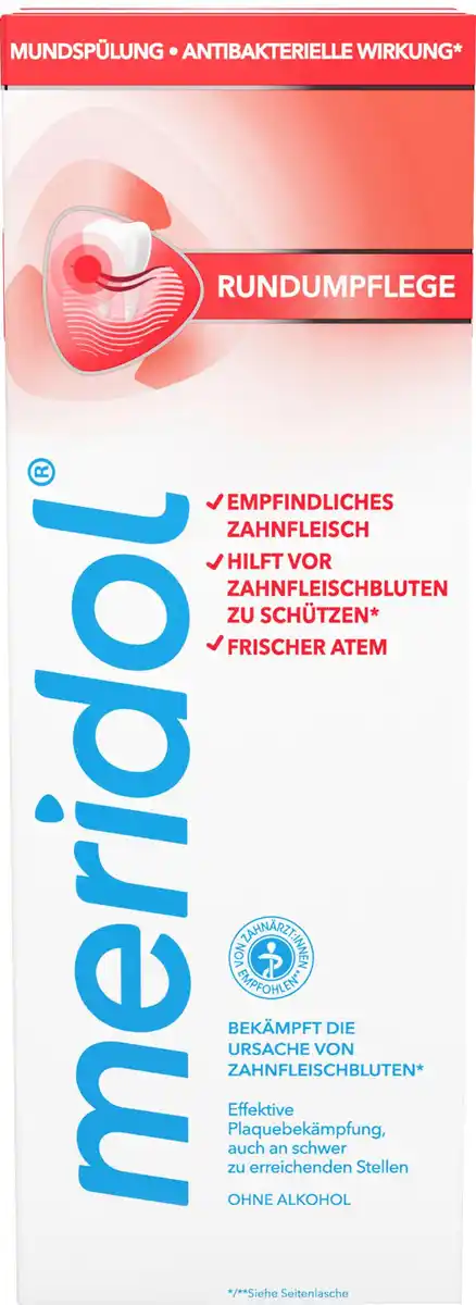 Bild 1 von meridol Mundspülung Rundumpflege - antibakteriell, schützt Zahnfleisch, stärkt Zähne, erfrischt Atem, 400 ml