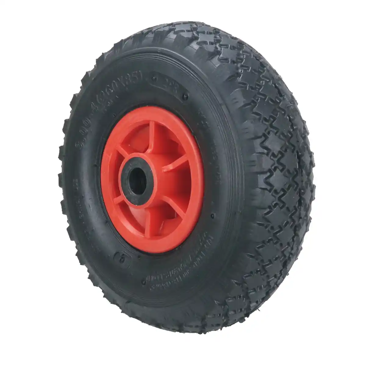 Bild 2 von 2-tlg. Sackkarrenrad mit Diamant-Gummireifen, Bohrung ca. 20 mm - Rot/Schwarz