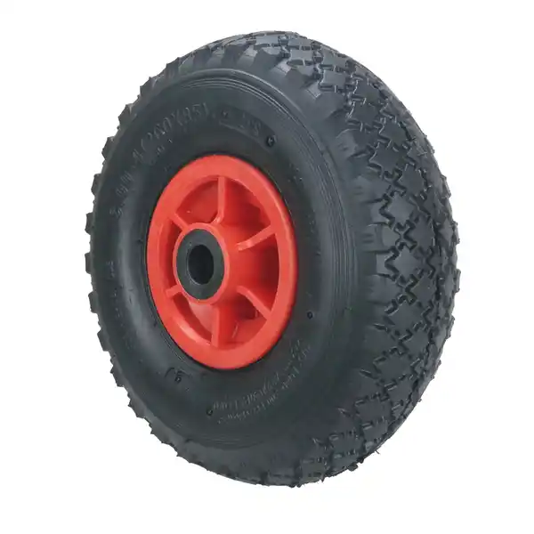 Bild 2 von 2-tlg. Sackkarrenrad mit Diamant-Gummireifen, Bohrung ca. 20 mm - Rot/Schwarz