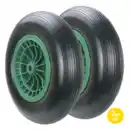 Bild 1 von 2-tlg. Sackkarrenrad mit Gummireifen, Bohrung ca. 20 mm - Grün/Schwarz