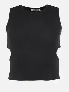 Mädchen Top mit Cut Out Schwarz