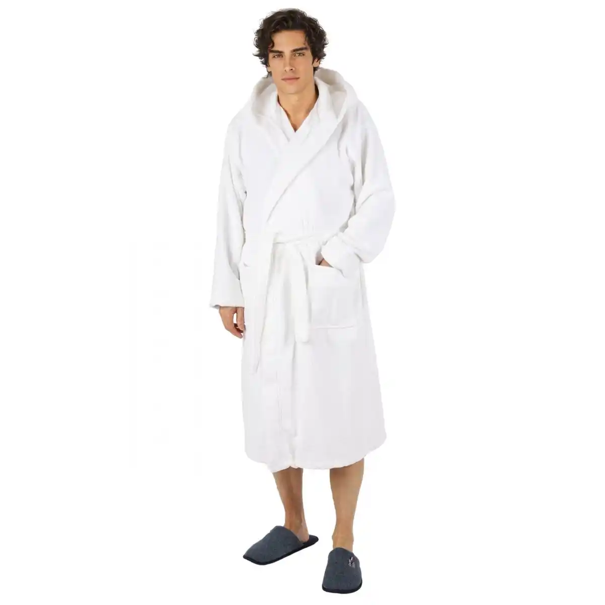 Bild 1 von Bademantel lang, Herren, mit Kapuze Frottee Saunamantel