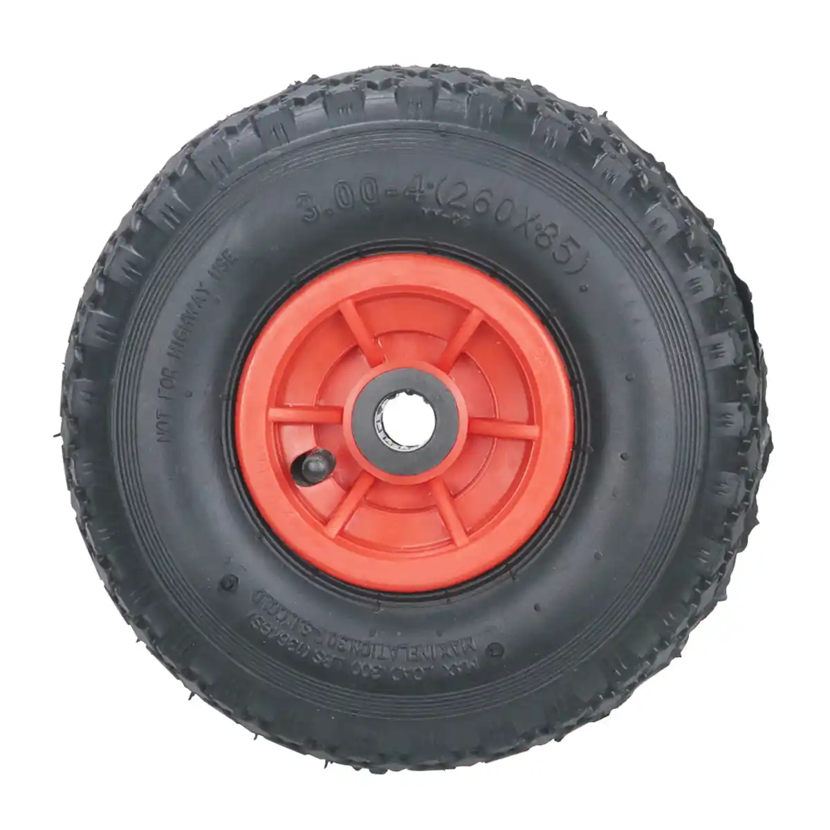 Bild 3 von 2-tlg. Sackkarrenrad mit Diamant-Gummireifen, Bohrung ca. 20 mm - Rot/Schwarz