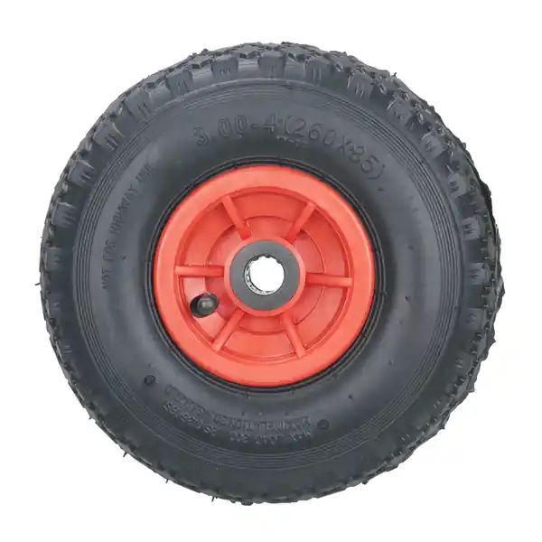 Bild 3 von 2-tlg. Sackkarrenrad mit Diamant-Gummireifen, Bohrung ca. 20 mm - Rot/Schwarz