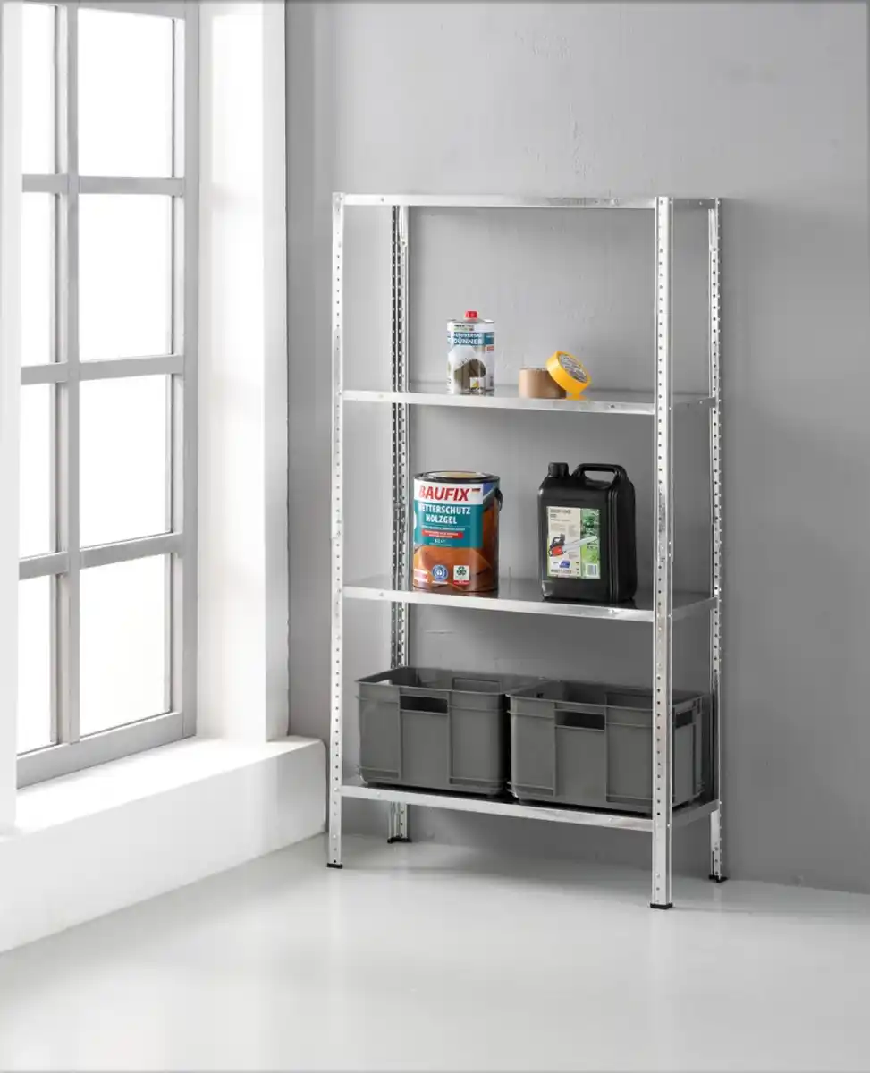 Bild 2 von Schwerlastregal,  4 Ablagen je 40kg belastbar, 150 x 75 x 30 cm Vollmetall