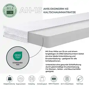 AH15 EKONORM H3 Kaltschaummatratze, 15 cm Höhe