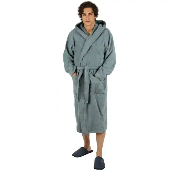 Bild 2 von Bademantel lang, Herren, mit Kapuze Frottee Saunamantel