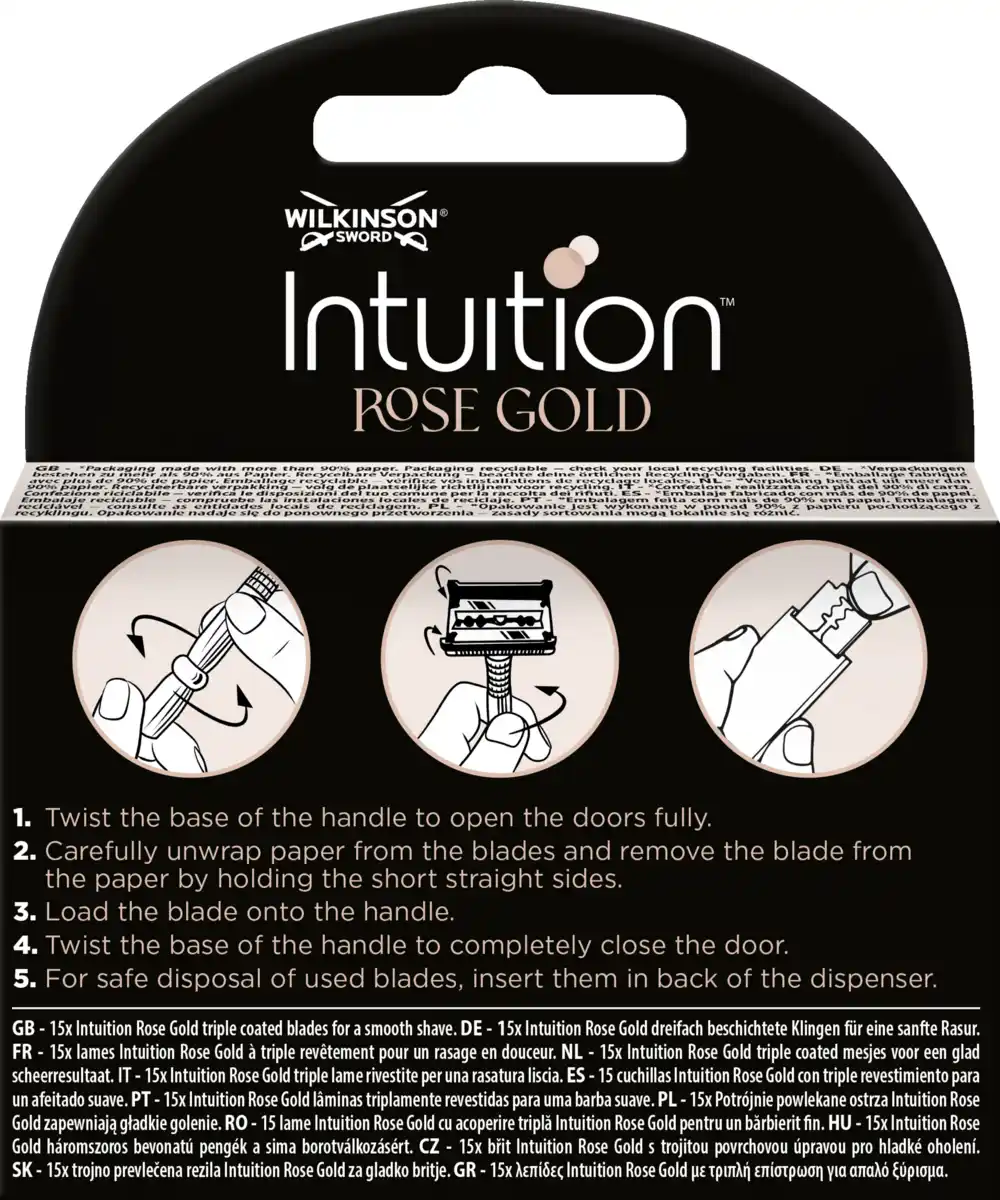Bild 2 von Wilkinson Sword Intuition Rose Gold Rasierhobel Klingen, dreifachbeschichtet, 15 Stück