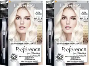 L’Oréal Paris Préférence Professionelle Aufhellung Le Blonding 9L Ultra Platinum Doppelpack