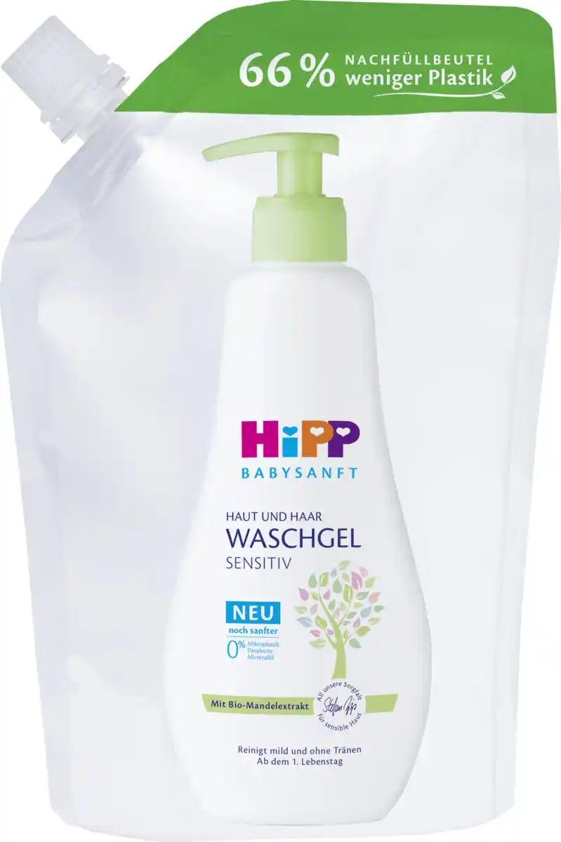 Bild 1 von HiPP Babysanft Haut und Haar Waschgel sensitiv, Nachfüller, 400 ml