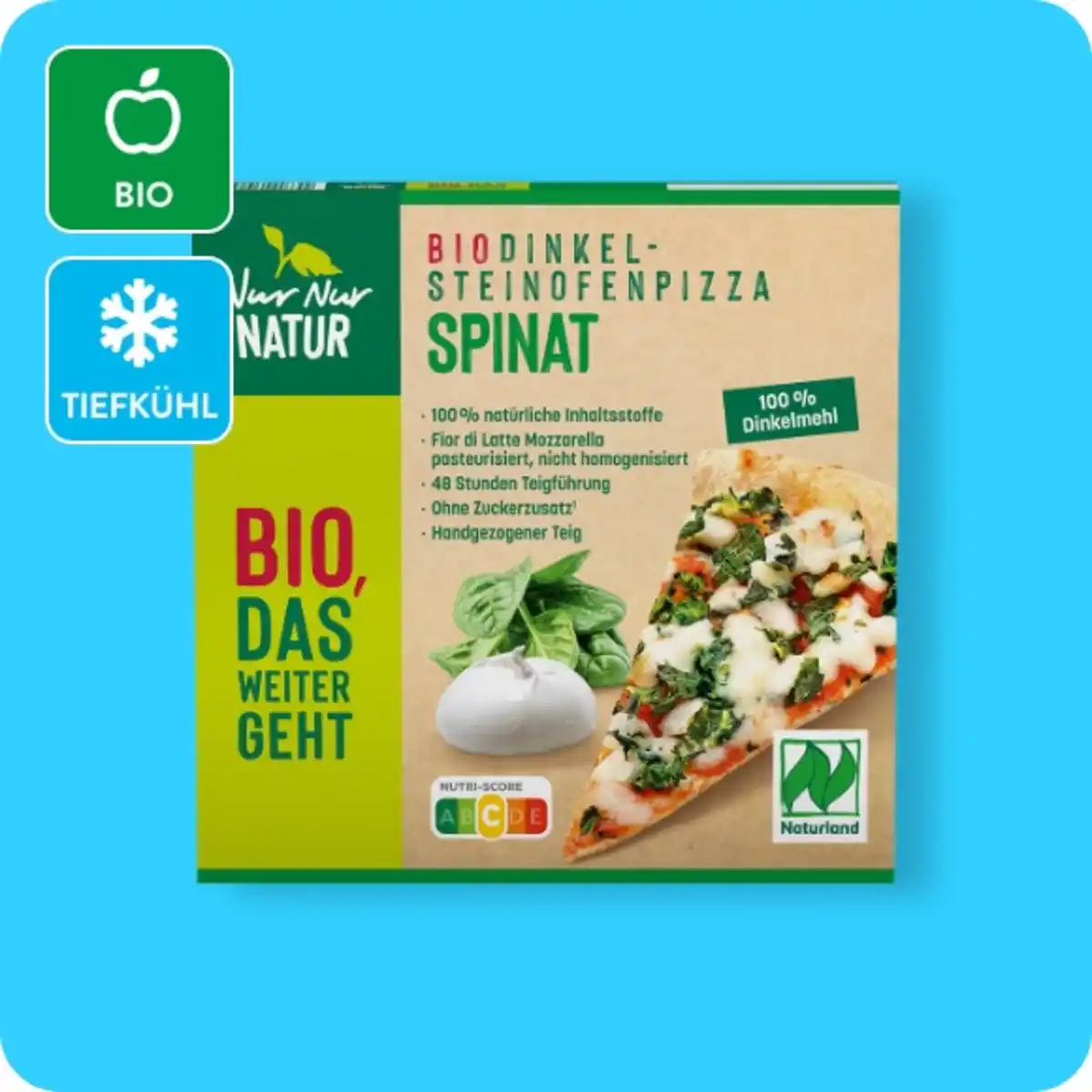 Bild 1 von NUR NUR NATUR Bio-Dinkel-Steinofenpizza, Spinat