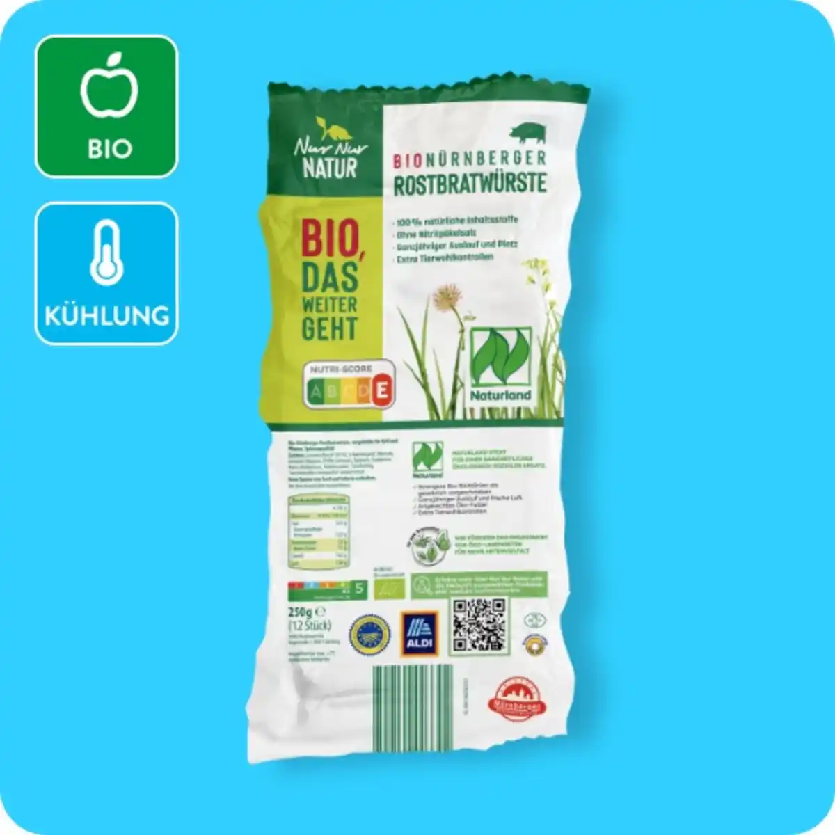 Bild 1 von NUR NUR NATUR Bio-Nürnberger-Rostbratwürste, 12 Stück