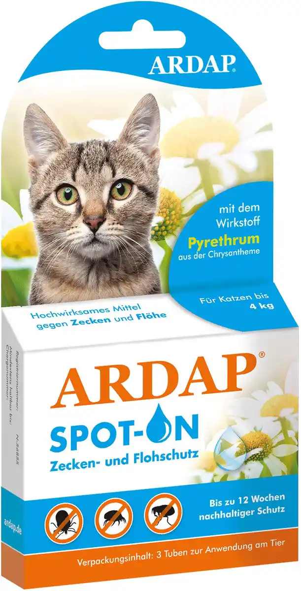 Bild 1 von ARDAP Spot On Floh- und Zeckenschutztropfen für Katzen unter 4 kg 3 x 0,4 ml
