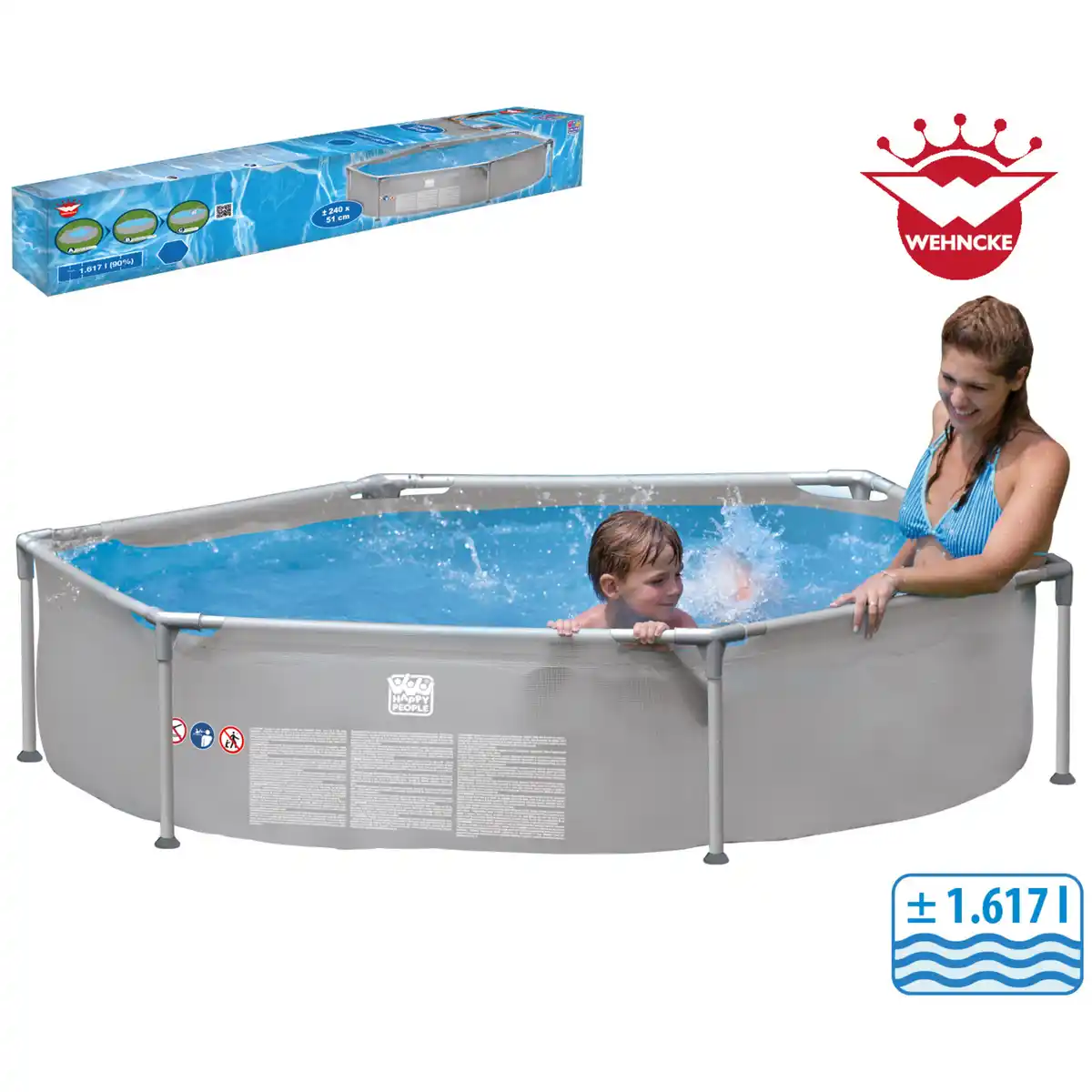 Bild 1 von Stahlrahmen-Pool, grau, BxH: 240 x 51 cm