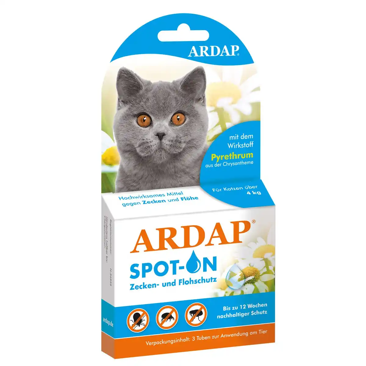 Bild 1 von ARDAP Spot On Floh- und Zeckenschutztropfen für Katzen über 4 kg 3 x 0,8 ml