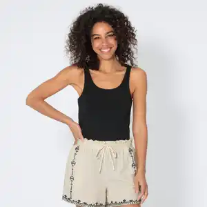 Damen-Pointelle-Top mit Rundhalsausschnitt