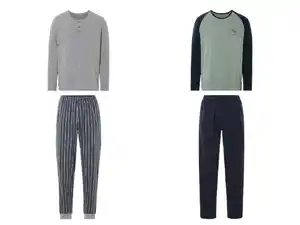 LIVERGY® Herren Pyjama mit Rundhalsausschnitt, lang
