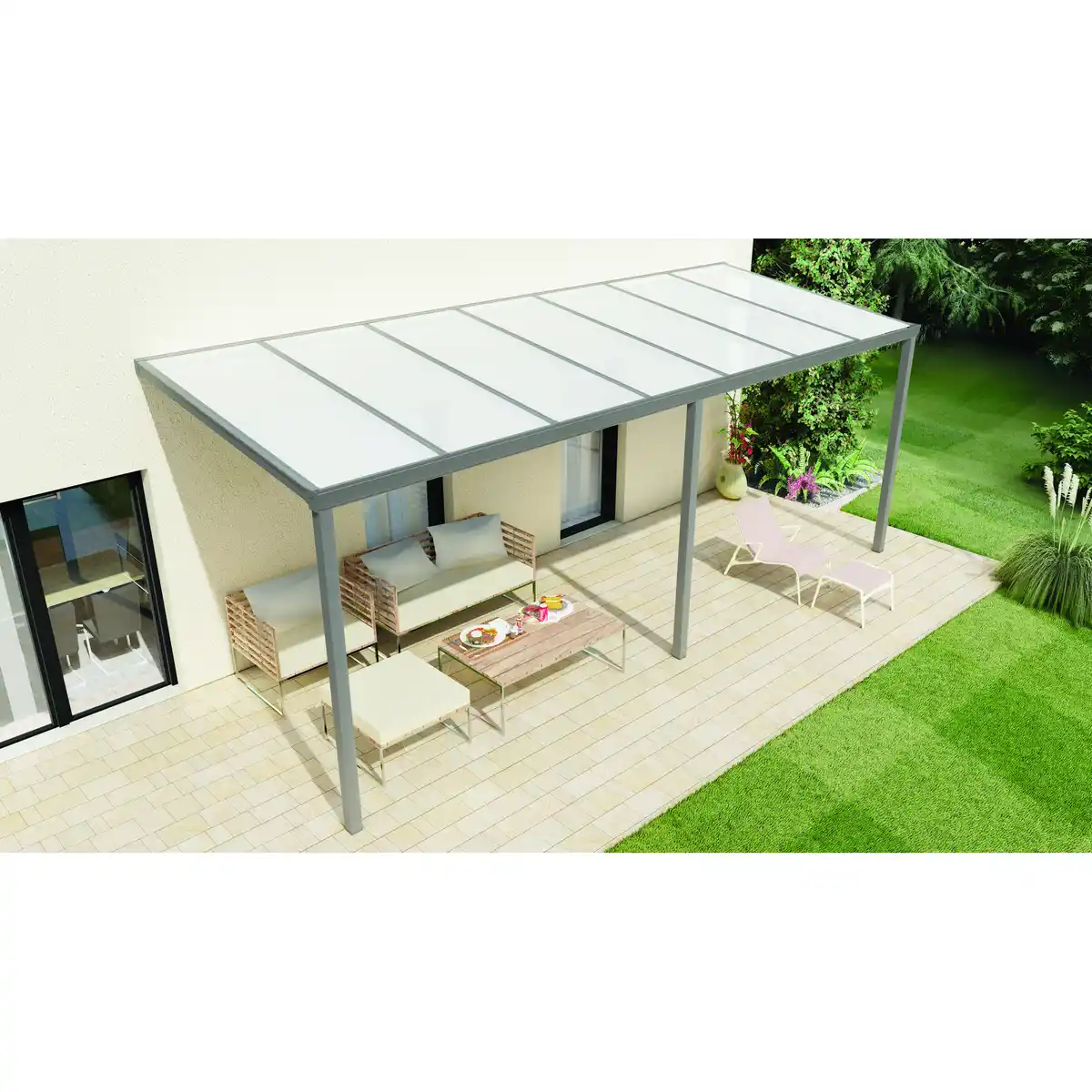 Bild 1 von Gardendreams Terrassenüberdachung 'Easy Edition' PC-Opal, anthrazit, 700 x 250 cm