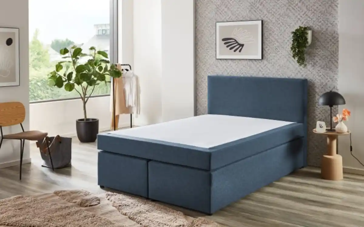 Bild 1 von Boxspringbett Aspen, blau, 140 x 200 cm