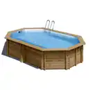 Bild 1 von GRE Massivholzpool-Set 'Sunbay' 335 x 535 x 117 cm mit Sandfilter und Edelstahlleiter, Holzleiter