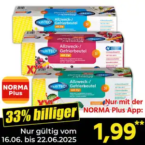 Multitec Allzweck-/ Gefrierbeutel mit Zip XXL