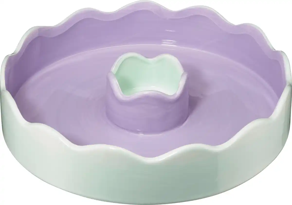 Bild 1 von dm home Servierschale aus Keramik, gewellt, mint/flieder (28 cm)