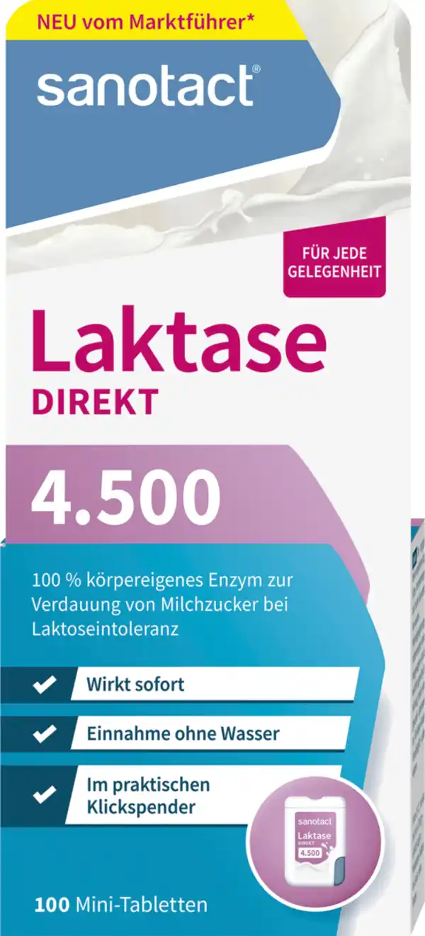 Bild 1 von sanotact Laktase direkt 4500, Mini Tabletten 100 St