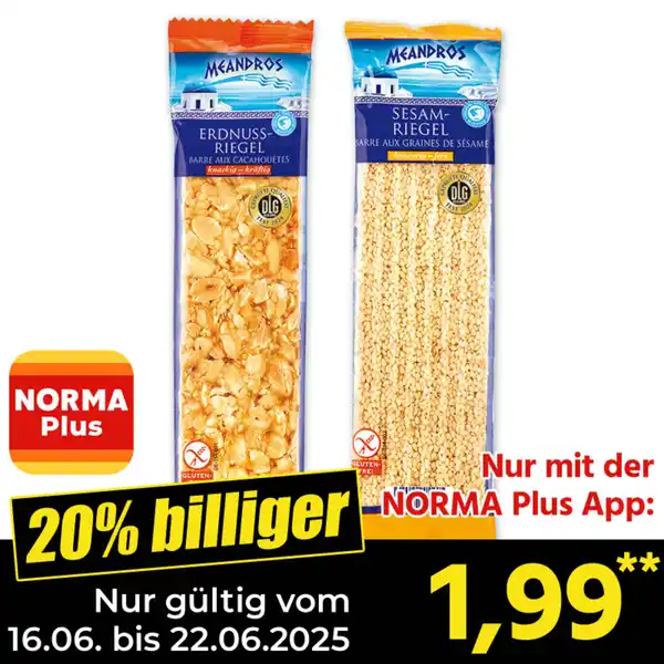Bild 1 von Meandros Sesam-/ Erdnuss-Riegel