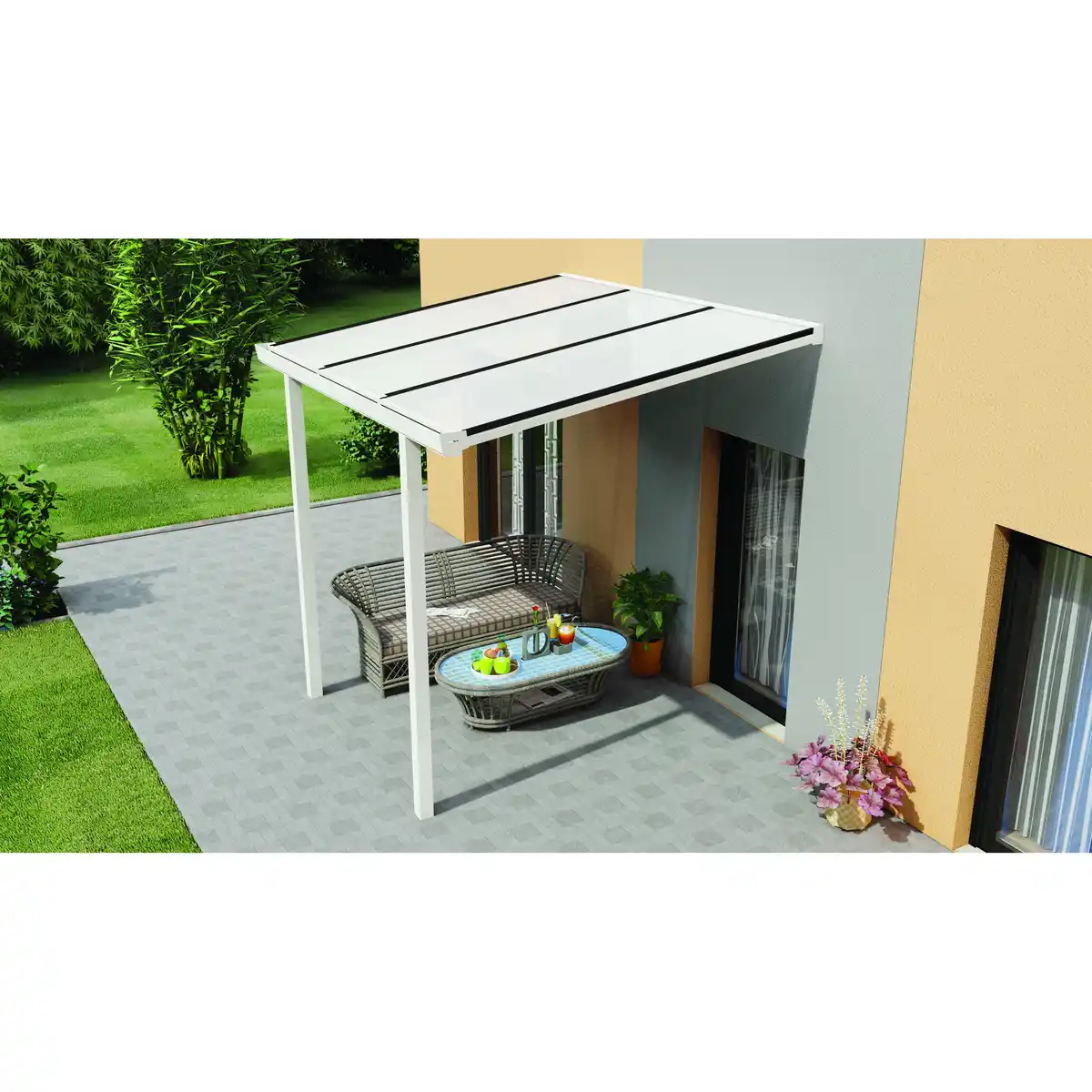 Bild 1 von Gardendreams Terrassenüberdachung 'Easy Edition' 300 x 250 cm Polycarbonat opal weiß