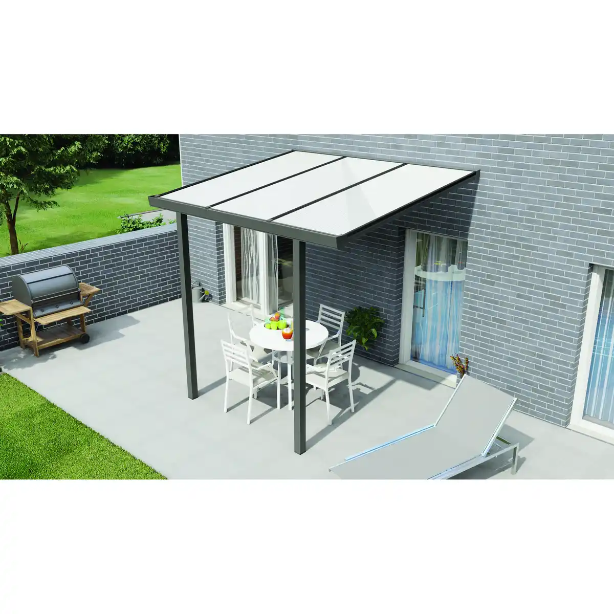 Bild 1 von Gardendreams Terrassenüberdachung 'Easy Edition' PC-Opal, anthrazit, 300 x 300 cm