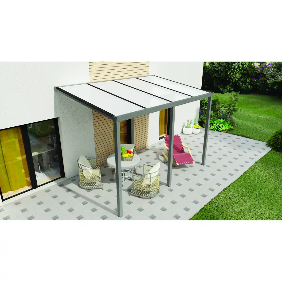 Bild 1 von Gardendreams Terrassenüberdachung 'Easy Edition' PC-Opal, anthrazit, 400 x 250 cm