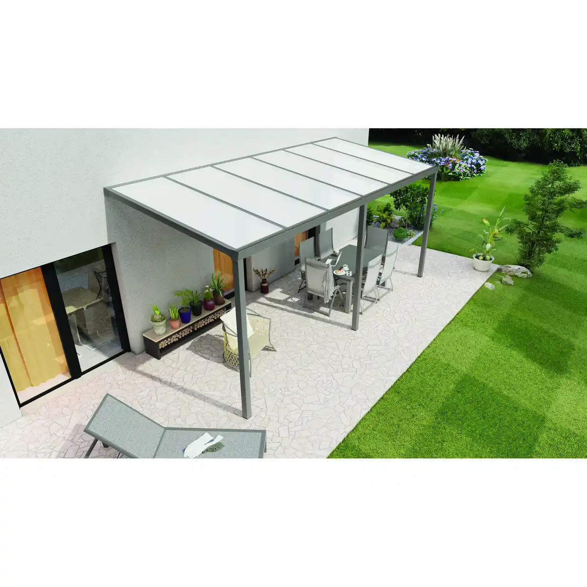 Bild 1 von Gardendreams Terrassenüberdachung 'Easy Edition' PC-Opal, anthrazit, 600 x 250 cm