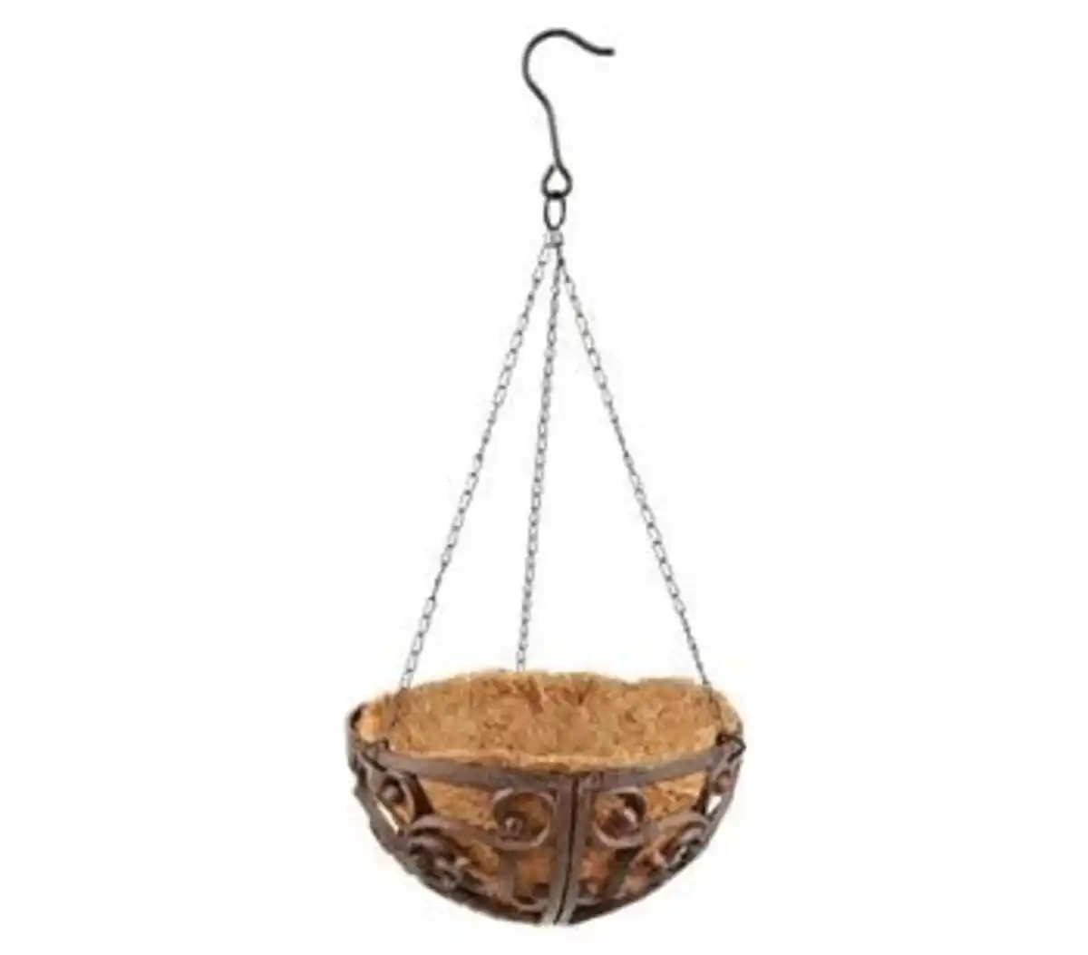 Bild 1 von Dehner Gusseisen-Hängeampel Katalonien mit Kokoseinlage, rund, rost, ca. Ø30/H15 cm
