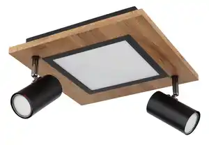 LED-Deckenleuchte Ulla in Natur/Schwarz max. 12 Watt Deckenlampe, Naturfarben, Opal, Schwarz