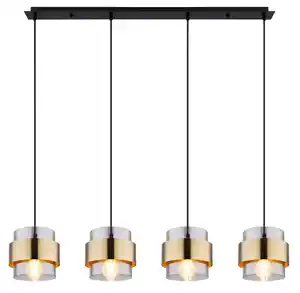 Hängeleuchte Milley max. 60 Watt, Grau, Schwarz, Messingfarben