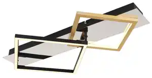 LED-Deckenleuchte Lesina Goldfarben/Schwarz max 24 Watt Deckenlampe, Opal, Schwarz, Goldfarben