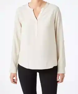 Einfarbige Bluse, naturfarben