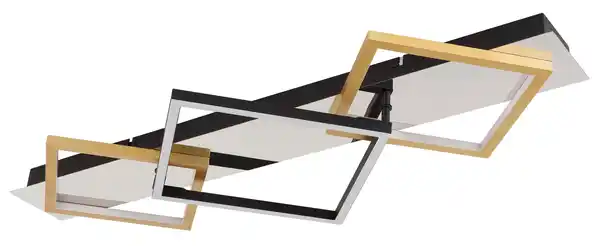 Bild 1 von LED-Deckenleuchte Lesina Goldfarben/Schwarz max 32 Watt Deckenlampe, Opal, Schwarz, Goldfarben
