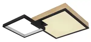 LED-Deckenleuchte Jacky Schwarz/Dunkelbraun max.21Watt Deckenlampe, Opal, Schwarz, Dunkelbraun