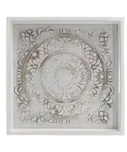 Dekotablett Ornament, weiß