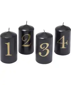 Stumpenkerzen Weihnachten, schwarz